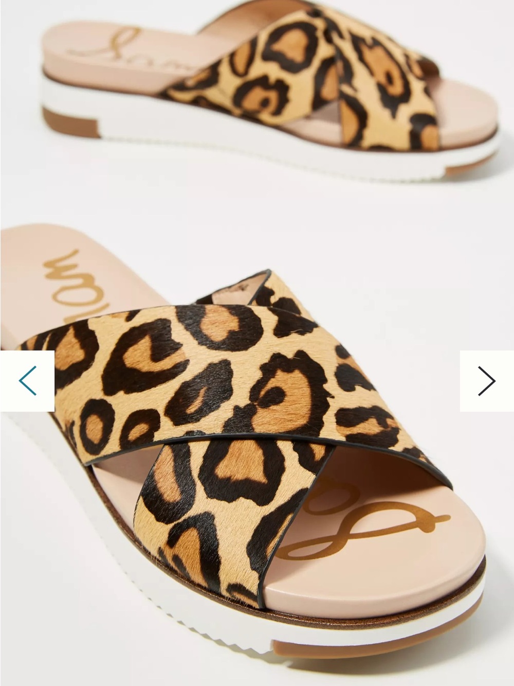 Sam Edelman Leopard Print Crossstrap Slide Sandals 8 summer